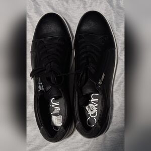 MEN'S CALVIN KLEIN BILTON 2 BLACK FAUX LEATHER CASUAL SHOES -Sz 13M- EXCELLENT!!